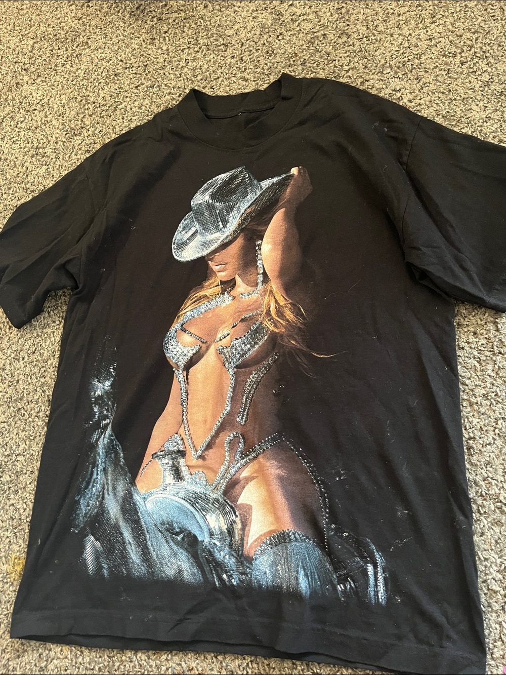 Black Graphic Cowboy Woman Tee ( renaissance)